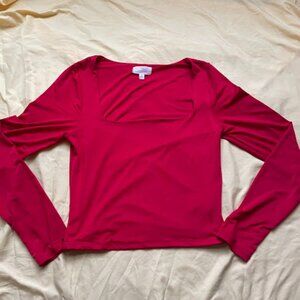 Live in the Moment | Long Sleeve Square Neck Top | Hot Pink | Size M